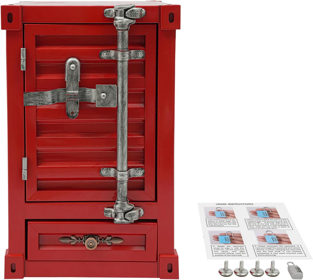 Industrial Metal Container Side Table, 3-Tier Bedside Table with Drawers, Com...