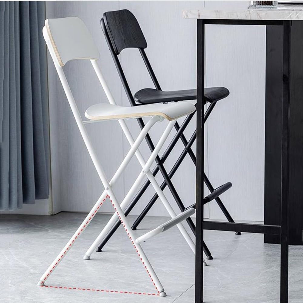 25in/29in Folding Breakfast Bar Stool, Modern Foldable Wooden Seat Tall Chair...