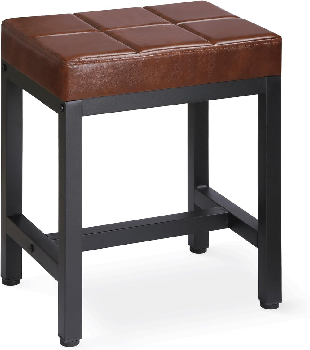 Vanity Stool, Vanity Chair for Makeup Room, Square Faux Leather Small Ottoman...