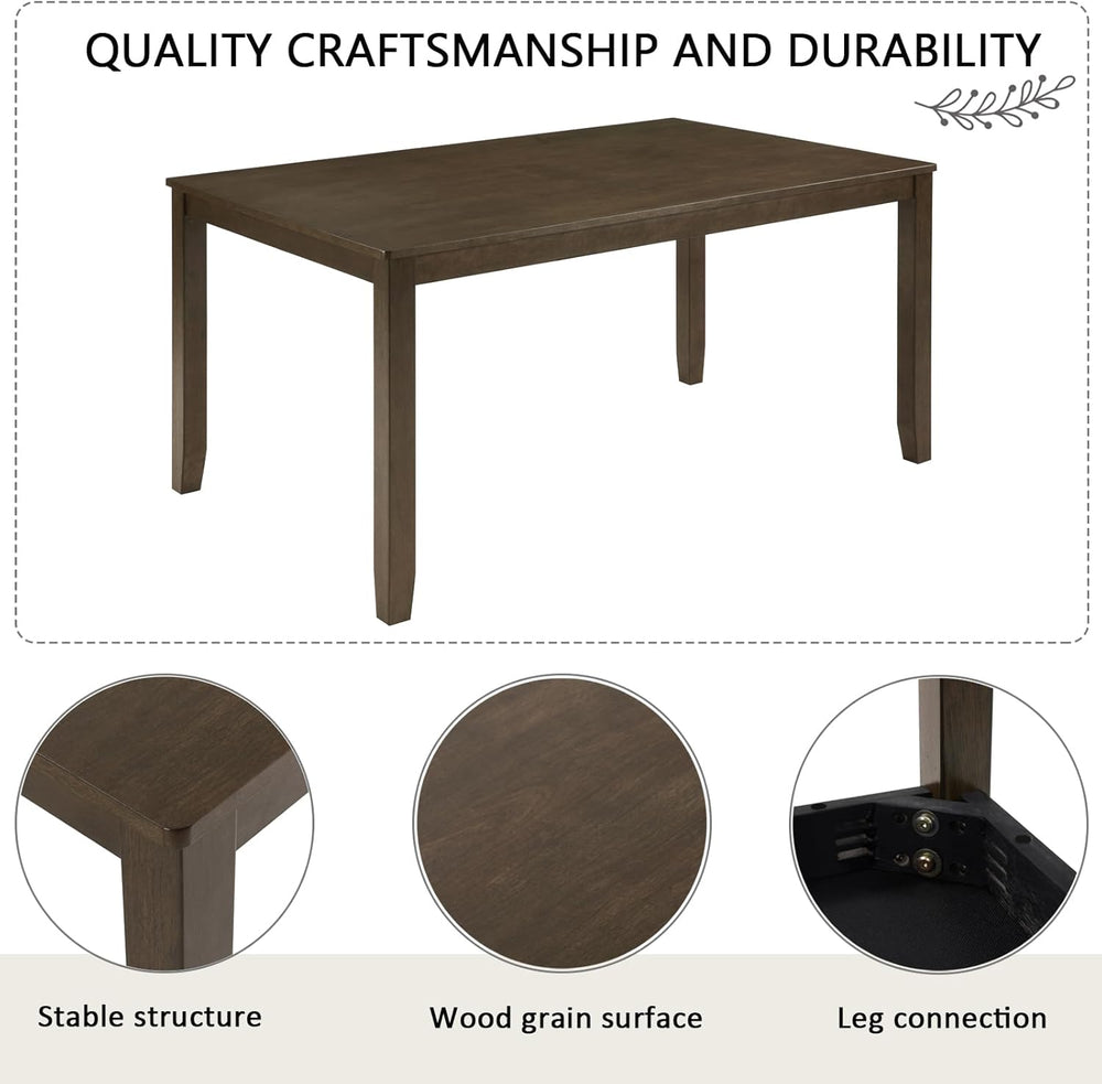 JIJIWANG 6-Piece Dining Table Set with Bench and Chairs, Wooden Dining Table ...