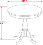 East West Furniture ESLA3-BCH-47 3 Piece Modern Dining Table Set Contains a Round Wooden Table with Pedestal and 2 Light Sable Linen Fabric Upholstered Chairs, 30x30 Inch, Black & Cherry