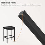 HOOBRO Bar Stools, Set of 4 Bar Chairs, 24.8-Inch Height Stools, Breakfast Bar Stools, Kitchen Stools, 2" Thick Upholstery, for Kitchen, Dining Room, Cafe, Bar Counter, Black BB21BYP401