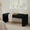 Black Entryway Bench with Solid Wood Frame, 47" Boucle Upholstered Bench | End of Bed Bench with Cushion Seat Ottoman Padded Benches for Bedroom, Living Room, Window, Hallway, Foyer, Reading