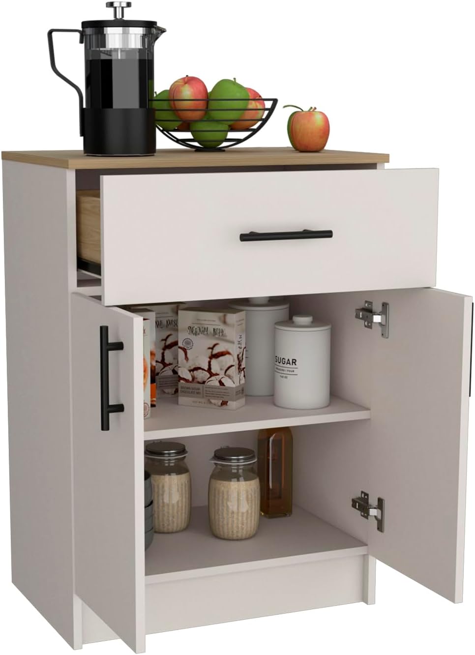 Multistorage Pantry Cabinet, One Drawer, Two Interior Shelves Ivory - Natural...