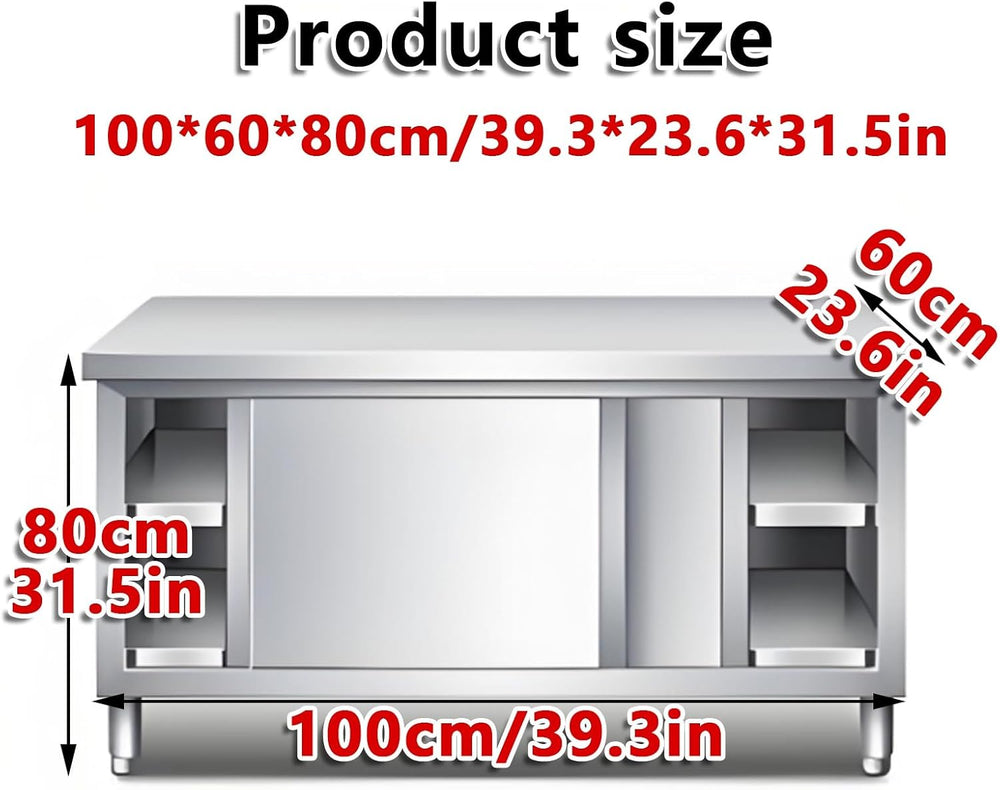 Kitchen Prep Table Stainless Steel Cabinet,Stainless Commercial Worktable W/S...