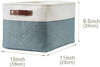 DECOMOMO Storage Baskets for Shelves - Fabric Storage Bins, Linen Closet Organizers and Storage (Green & White, Large - 4 Pack)