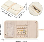 Voova Travel Jewelry Holder Organizer Case, Large Jewelry Storage Bag for Women Girls, Foldable Traveling Jewellery Pouch Roll for Necklaces Rings Earrings Bracelets, Apricot