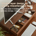 Solid Wood Monitor Stand for Saving Space, Monitor Riser with Storage, 2 Tier Computer Stand with Drawer, Multifunctional Desk Organizer for Home, Office(50cm-19.7in)