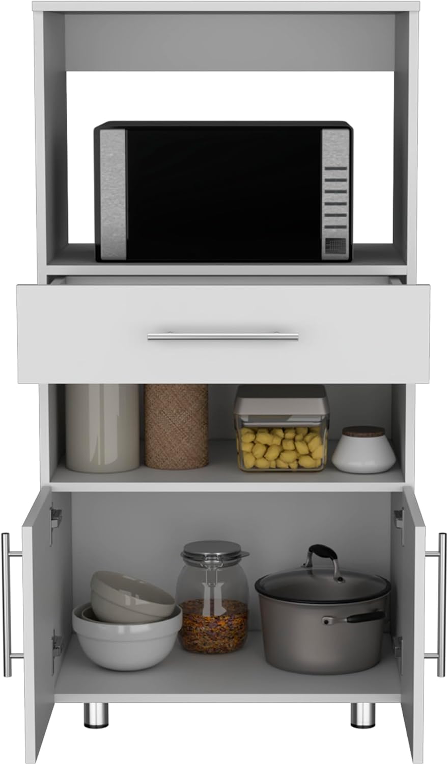 24.4" D*16.54" W*48" H Kitchen Pantry with Drawer & 2 Open...