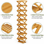 8/9/10-Tier Folding Shoe Rack| Bamboo Wooden Shoe Organizer| Entryway Bedroom Shoe Shelf| Ventilated & Space-Saving
