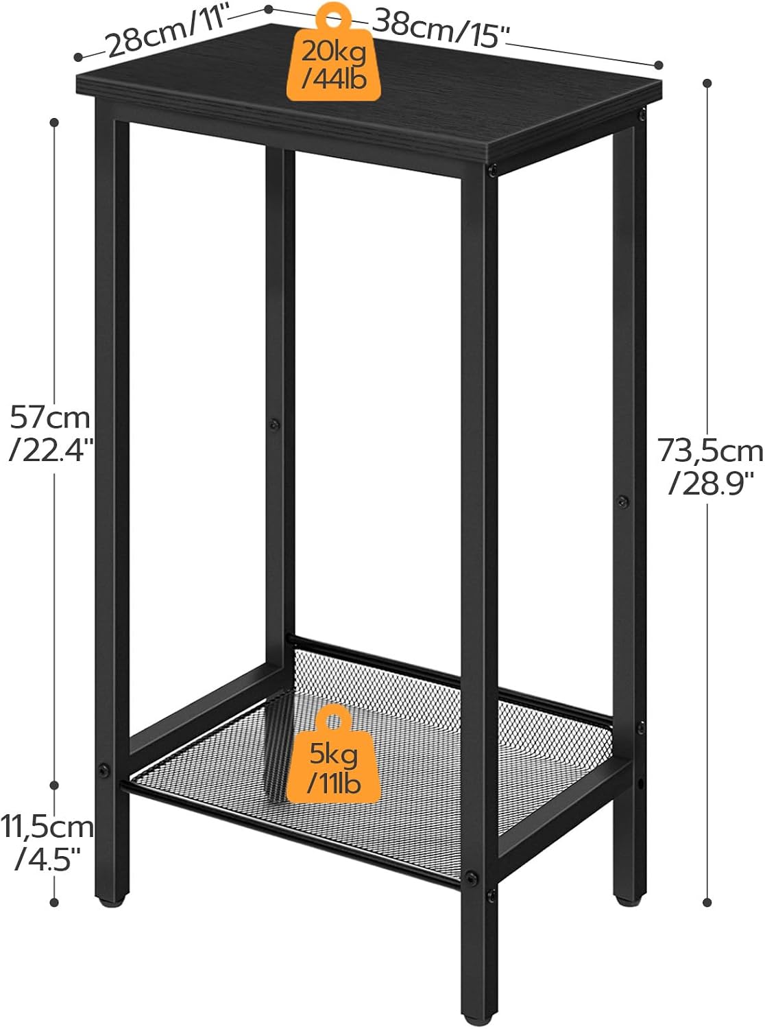 HOOBRO Tall Side Table and Console Table Bundle, with Adjustable Mesh Shelves and Wave-Patterned Legs, for Living Room, Entryway, BB03DH01-BK385XG01