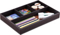 KINGFOM Pu Leather Desk Organizer Tray, 4 Compartment Office Storage Supplies Stationery Drawer Tray, Nightstand Bedside Tray for Key, Wallet, Watch, Coin, Phone Valet Tray Stackable