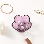 Purple Flower Jewelry Dish Glass Ring Holder Dish Jewelry Tray Cute Vanity Organizer Aesthetic Nightstand Bathroom Room Decor Trinket Dish Mothers Day Friendship Christmas Birthday Gifts for Women