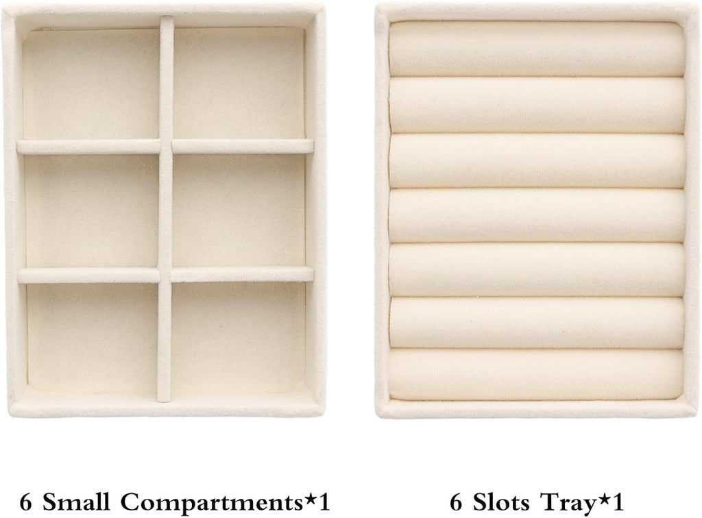 Small Jewelry Tray Set Velvet Ring Organizer Mini Jewelry Drawer Organizer Stackable Jewelrys Organizers Earrings Display Tray Storage Insert Holder for Box Drawer Dresser