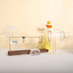 GemeShou wooden earring holder organizer for girls, walnut stud earring display stand for boutique store, jewelry storage organizer shelf【Walnut stand-One Tier】