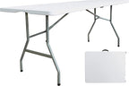 6 Foot Folding Table 6ft Fold in Half Heavy Duty Plastic Foldable Table, 72 inch Portable Table with Handle,Indoor Outdoor 6‘ Utility Card Tables for Picnic, Party, Dining