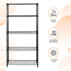 Amazon Basics 5-Shelf Adjustable Heavy Duty Steel Wire Rack Storage Shelving Organizer for Kitchen, Garage, 36" L x 14" W x 72" H, Black