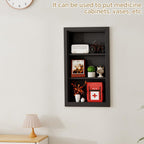 Solid Wood 14 X 24 Recessed Medicine Cabinet,3-Tier, Medicine Cabinet Organizer,Wall Niche, Bathroom Wall Cabinet, Recessed Bathroom Cabinet,recessed Wall Cabinet, Black