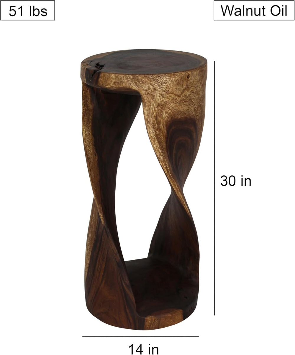 Haussmann End Table Round Twist 14 in Dia x 30 in H Walnut