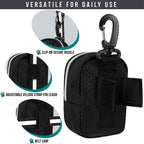PetAmi Dog Poop Bag Holder for Leash, Dog Pet Waste Bag Dispenser For Poop With Clip For Doggie Puppy Walking Accessories Travel Camping, Dog Treat Pouch Supplies Must Have With Doggy Bag Roll, Black