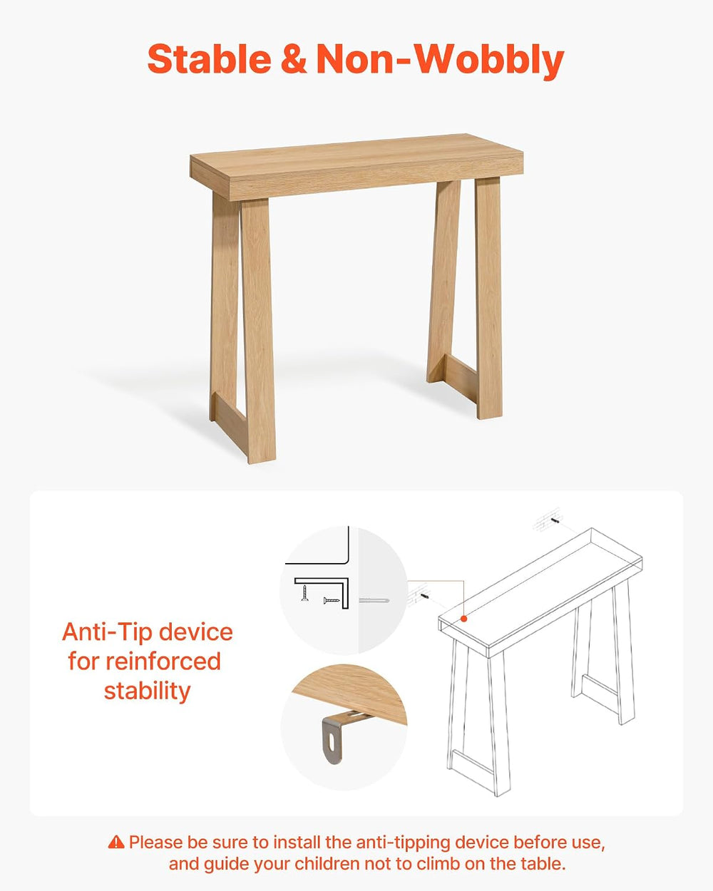 VEVOR 36 in Console Table, Modern Desk Behind The Couch, Wooden Rectangle Ent...