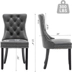 Leather Dining Chairs Set of 4, Upholstered Dining Room Chairs with Nailhead Trim, Sillas de Comedor Modernas 4, Wooden Kitchen Chairs for Dining Room, Living Room, Kitchen, Bedroom, Grey