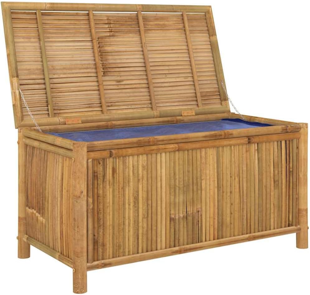 Bamboo Patio Storage Box 43.3x20.5x21.7 Inches | Durable Natural Material, Op...