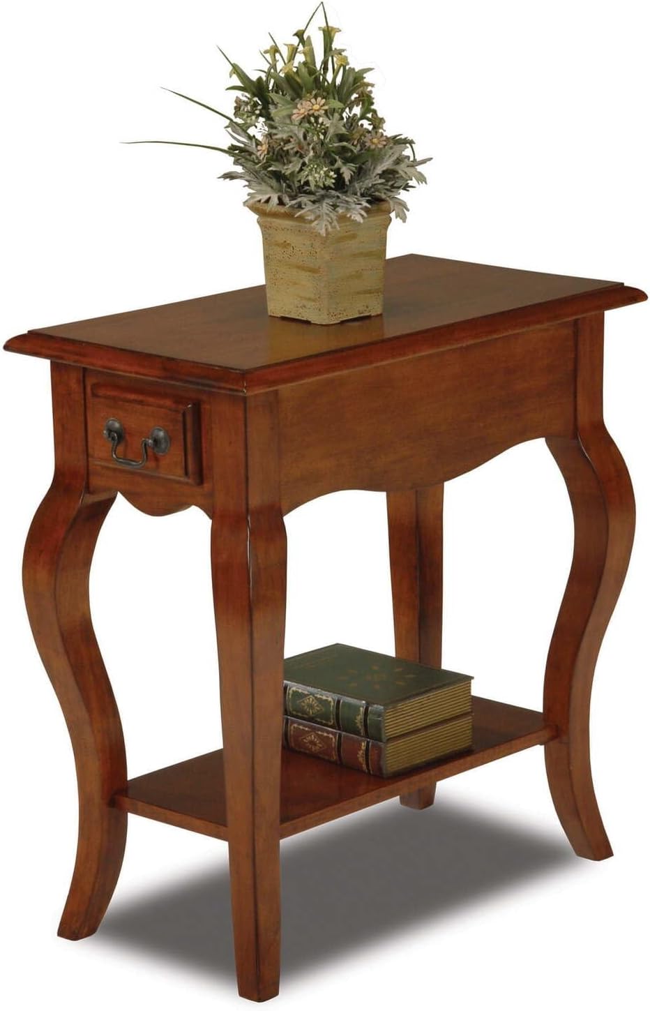HomeStock Side Table with Drawer & Shelf, French Country Style Accent Table