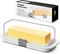Pisol Butter Dish with Lid for Countertop and Refrigerator Door Shelf, Airtight Butter Keeper Container, Butter Holder for East/West Coast Butter, BPA-free, Microwave/Dishwasher Safe