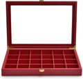 Oirlv Luxury Leather 24 Grid Jewelry Tray with Transparent Lid Earrings Rings Organizer Box Stackable Jewelry Box Drawer Inserts Women Gift