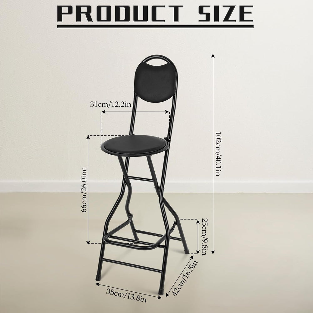 Sintuff 1 Pcs Seat Height 26 Inch Folding Bar Stool with Backrest Leather Pad...