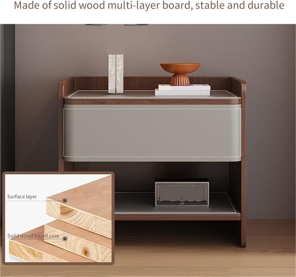 Modern Nightstands with Drawer and Open Storage Shelf Wooden Bedside Table En...