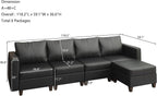 EASE MOOSE Faux Leather Sectional Couch with Storage,Black U Shaped Faux Leather Modualr Sofa Couch，with Storage