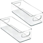 mDesign Small Plastic Nursery Storage Container Bins with Handles for Organization in Cabinet, Closet or Cubby Shelves - Organizer for Baby Food, Bibs, Formula - Ligne Collection - 2 Pack - Clear