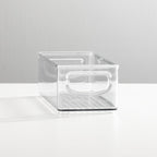 mDesign Small Plastic Nursery Storage Container Bins with Handles for Organization in Cabinet, Closet or Cubby Shelves - Organizer for Baby Food, Bibs, Formula - Ligne Collection - 2 Pack - Clear