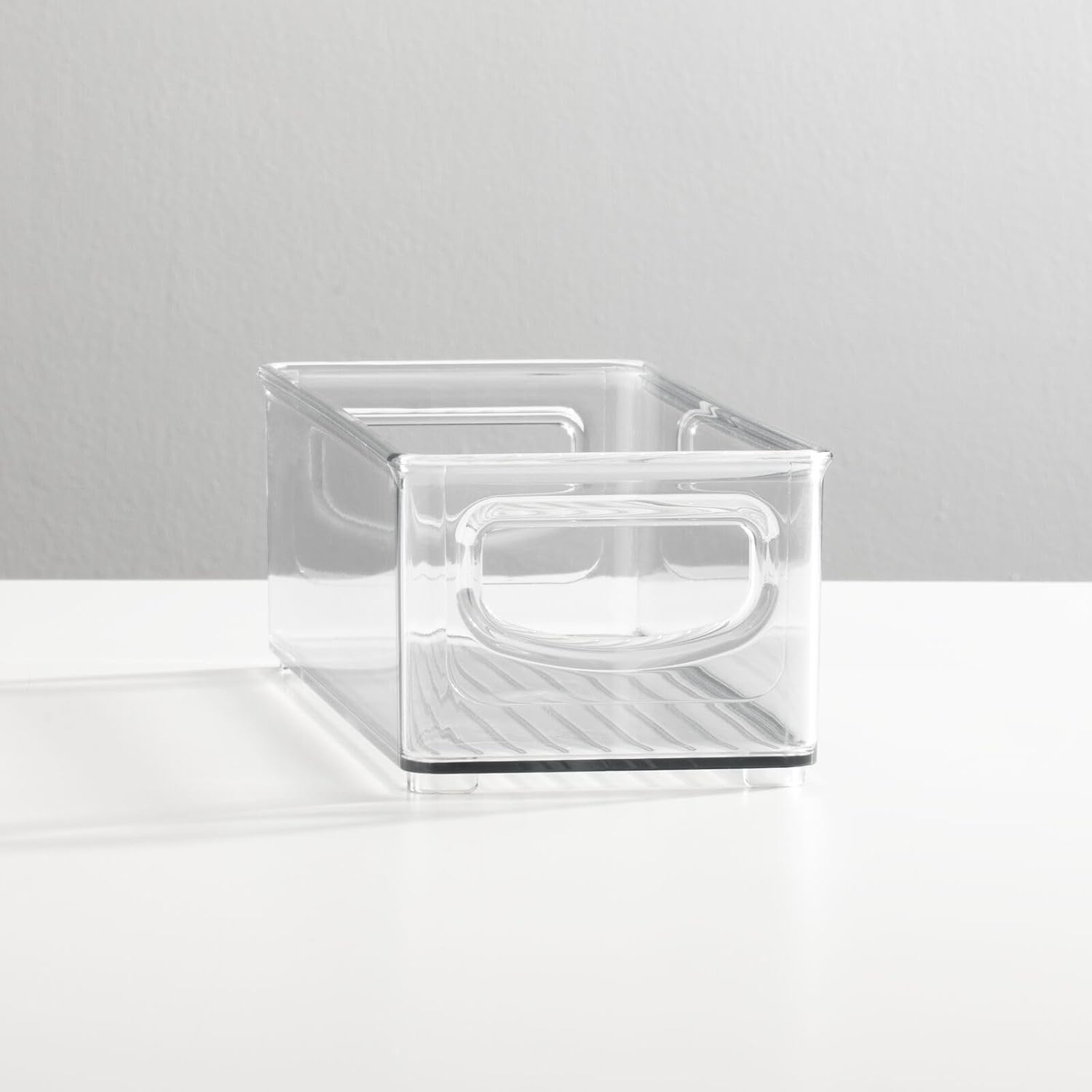 mDesign Small Plastic Nursery Storage Container Bins with Handles for Organization in Cabinet, Closet or Cubby Shelves - Organizer for Baby Food, Bibs, Formula - Ligne Collection - 2 Pack - Clear