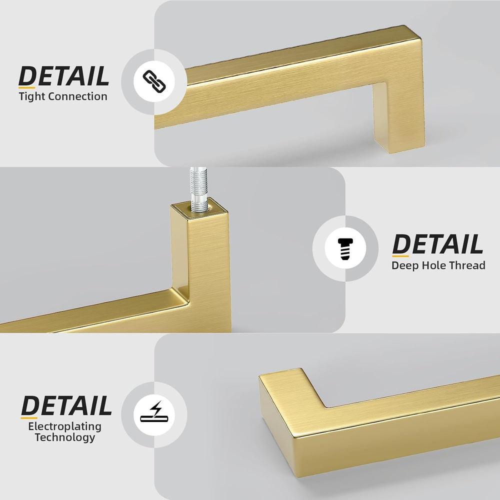 Goldenwarm 10 Pack 4 Inch Gold Cabinet Handles Brushed Gold Cabinet Pulls