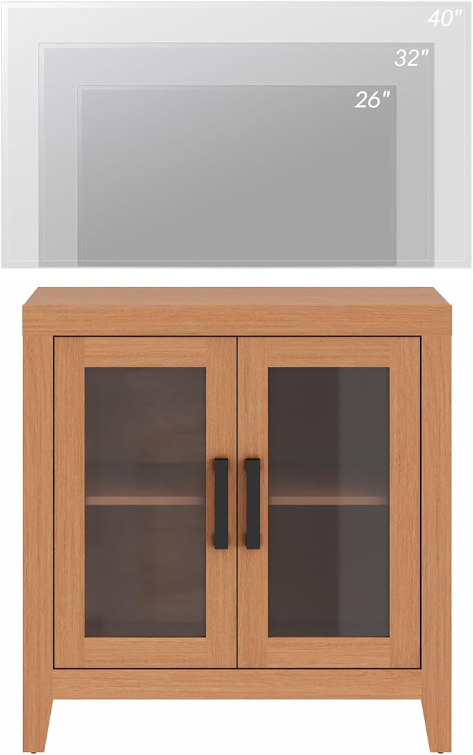 WAMPAT Farmhouse TV Stand for TVs up to 50”, Rustic Wood Entertainment Center...