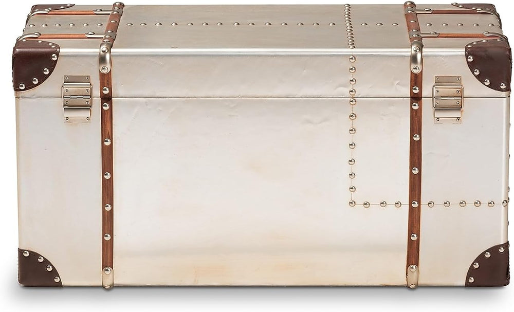 Baxton Studio Bechet Storage Trunk, Silver