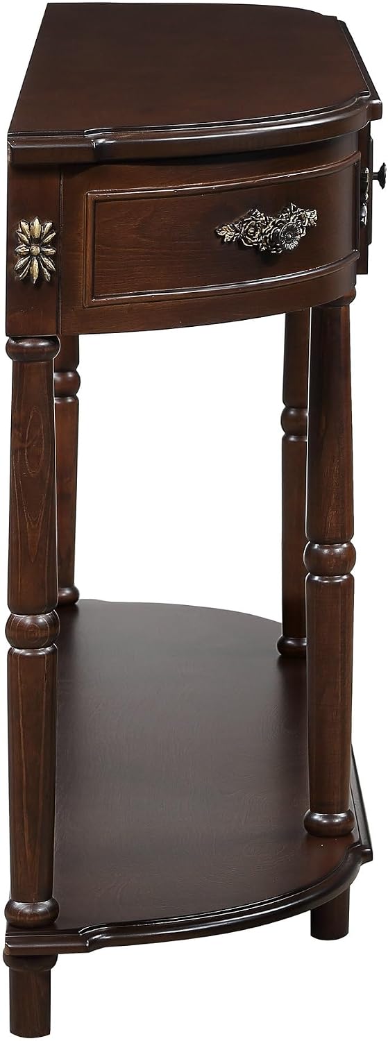 LUMISOL Retro Curved Sofa Table Behind Couch, Solid Wood Entryway Table with ...