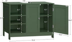 TEENFON 35.4" Pedestal Sink Storage Cabinet with 2 Doors and Adjustable Shelves, Bathroom Sink Cabinet, Under Sink Storage with U-Shape Cut-Out, Green UNYSG034V