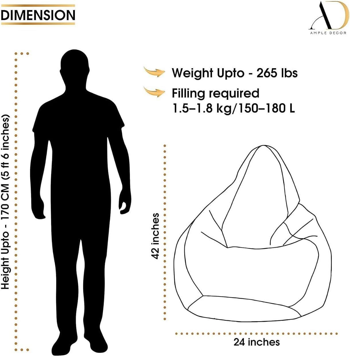 Ample Decor Bean Bag Cover (Filler Not Included), Plush Toys Storage Soft Leatherette, Durable Construction Sturdy Zipper, Ideal for Children and Teenagers - Green