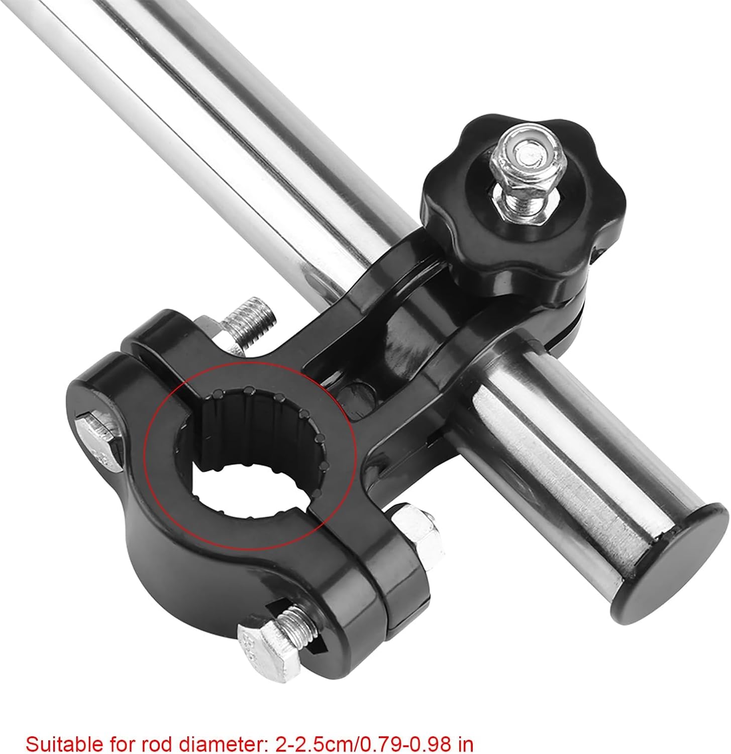 Umbrella Mount Holder, 360 Degree Adjustable Telescopic Stretch Umbrella Stand Bracket Universal Stainless Steel Clamp for Stroller, Bicycle, Wheelchair, Fishing Chair (Black)