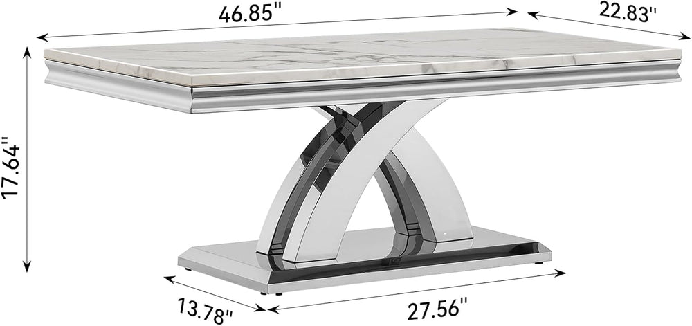 47'' Modern Rectangular Faux Marble Coffee Table Tea Table for Living...