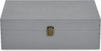 makerflo XL Grey Pine Wood Memory Box with Black Felt Inside, Hinged with Clasp, Keepsake Wooden Box Ideal for Craft and Personalization (Laser Engraving, Epoxy, UV DTF, and Vinyl) – Pack of 12