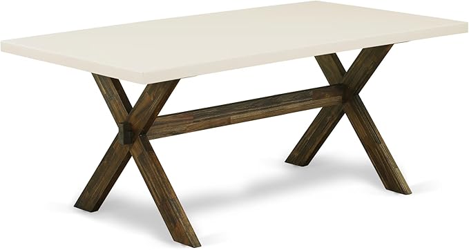 East West Furniture X727MZ748-5 5 Piece Dining Room Furniture Set Includes a Rectangle Dining Table with X-Legs and 4 Coffee Linen Fabric Upholstered Chairs, 40x72 Inch, Multi-Color