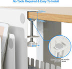 MAXECHO Desk Side Storage, Under Desk Laptop Mount, Table Side Hanging File Organizer, No Drill Clamp On Cable Management Tray, Laptop Holder with Magnetic Pen Holder for Office and Home, Load 22 Lbs
