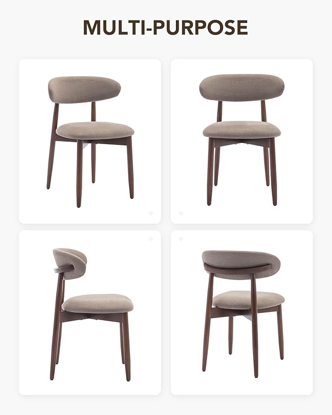 Dining Room Chairs Set of 6, Upholstered Farmhouse Dining Chairs, Modern Fabric Kitchen Chairs with Solid Wood Leg,Camel