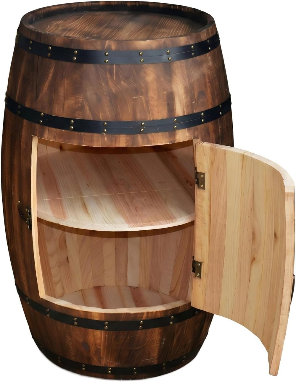 Wooden Whiskey Barrel Table Multi-Functional Wine Barrel Table For Living Roo...