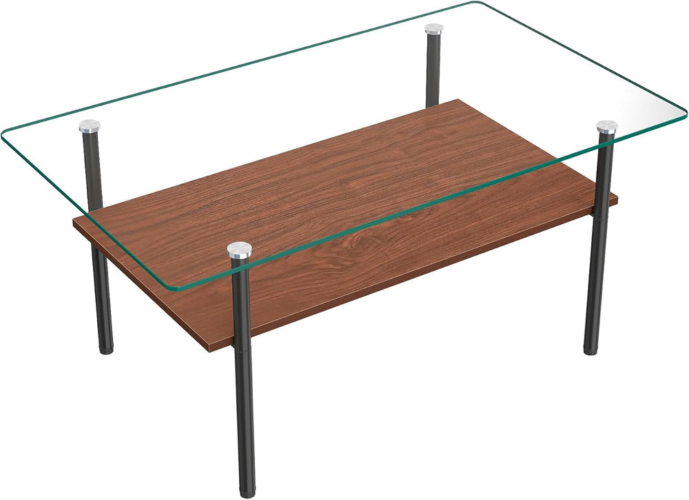 Glass Coffee Table Modern Center Table, Coffee Table for Living Room, Tempere...